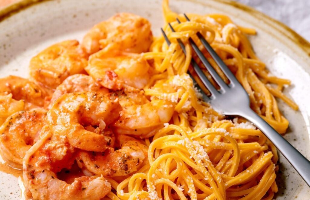 shrimp alfredo noodles